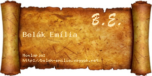 Belák Emília névjegykártya